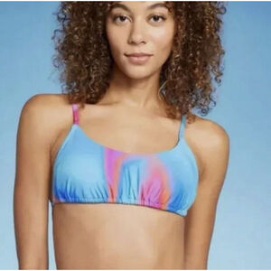 Wild Fable Women’s Marbled Tie Dye Tunnel Front Bikini Top Size XS New Strappy
